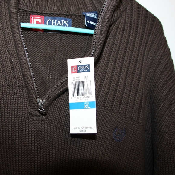 Brown Quarter Zip Chaps Sweater - Picture 3 of 4